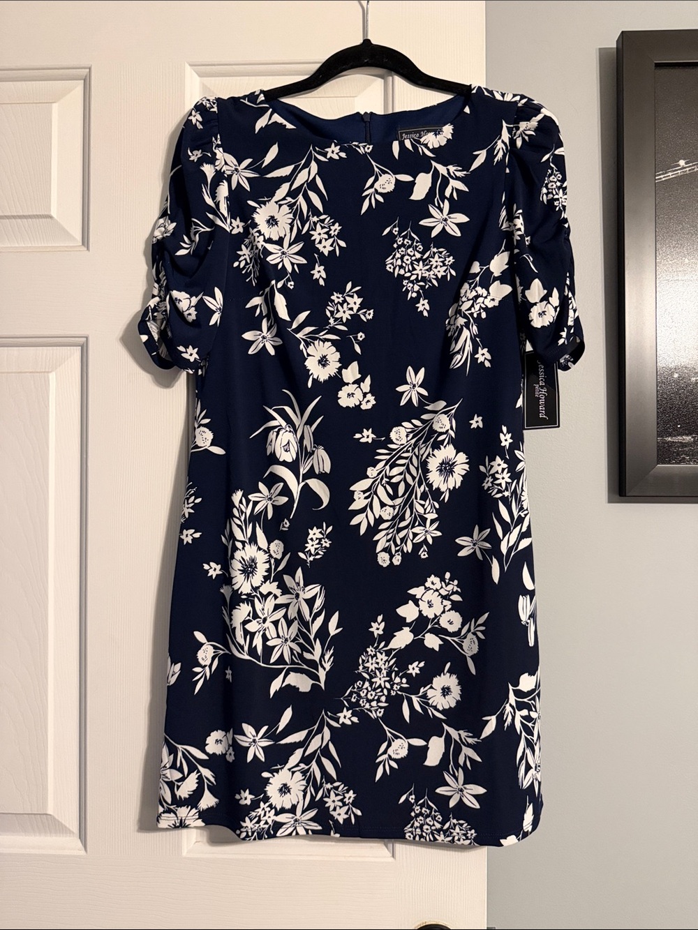 Navy and White Floral Mini Dress
